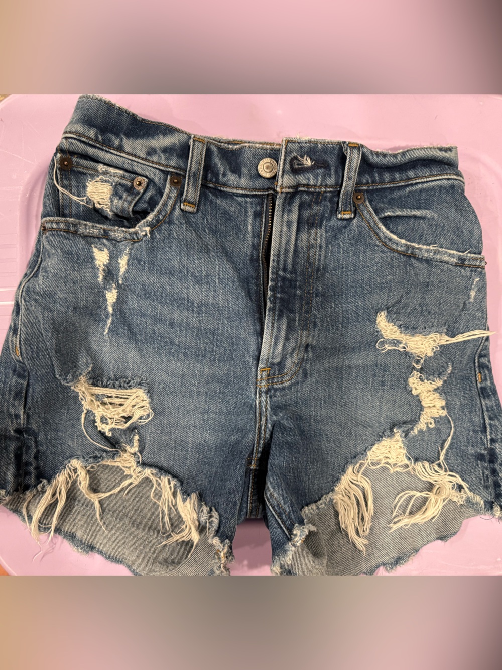 Abercrombie & Fitch Distressed Blue Denim Cutoff Shorts
